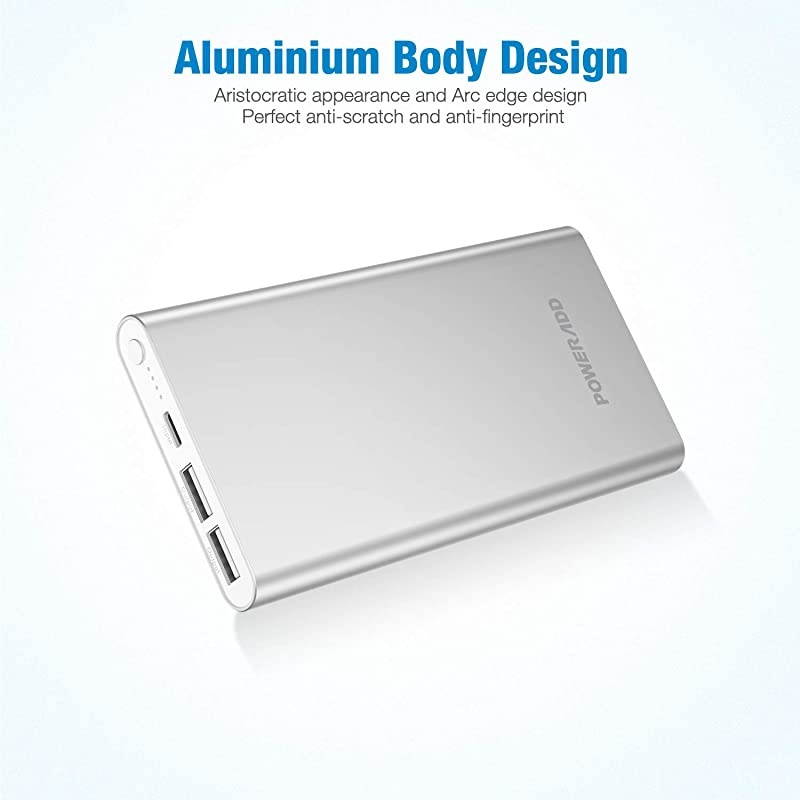 Pilot 4GS 12000mAh Portable Charger 8 Pin Input Power Bank with 3A High-Speed Output Compatible with iPhone, iPad, iPod, Samsung and More - Silver (8 Pin Cable Include)