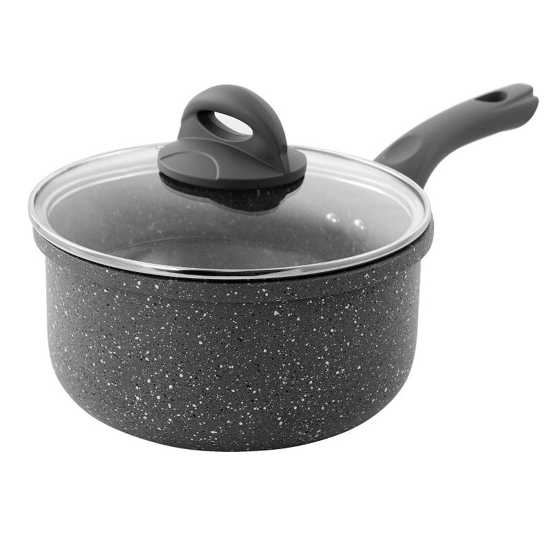 Oster Cuisine Echodale 2 Quart Aluminum Nonstick Saucepan with Lid in Grey Speckle