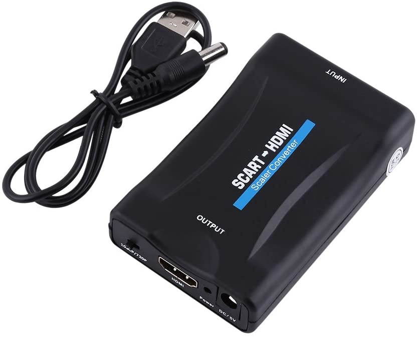 Nicoone SCART to HDMI Converter, Audio Video Converter Scaler Adapter 1080P USB Port Charging No Driver Needed