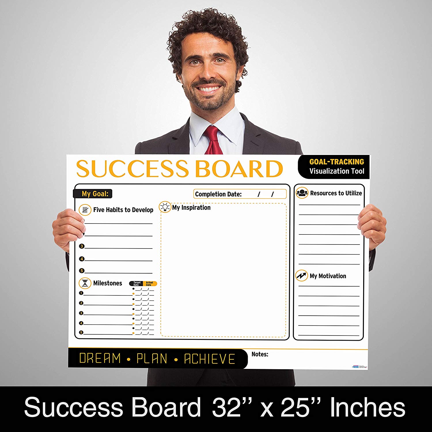 Personal Planning Success Board by Business Basics Wall Master Strategic Project Goal Setting Dry or Wet Erase Poster Perfect for Home & Office Work Use For College Students and CEO Entrepreneurs!