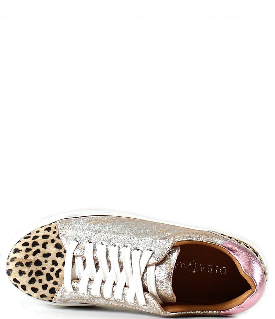 Diba True All Mund Metallic Leather Cheetah Print Calf Hair Sneakers