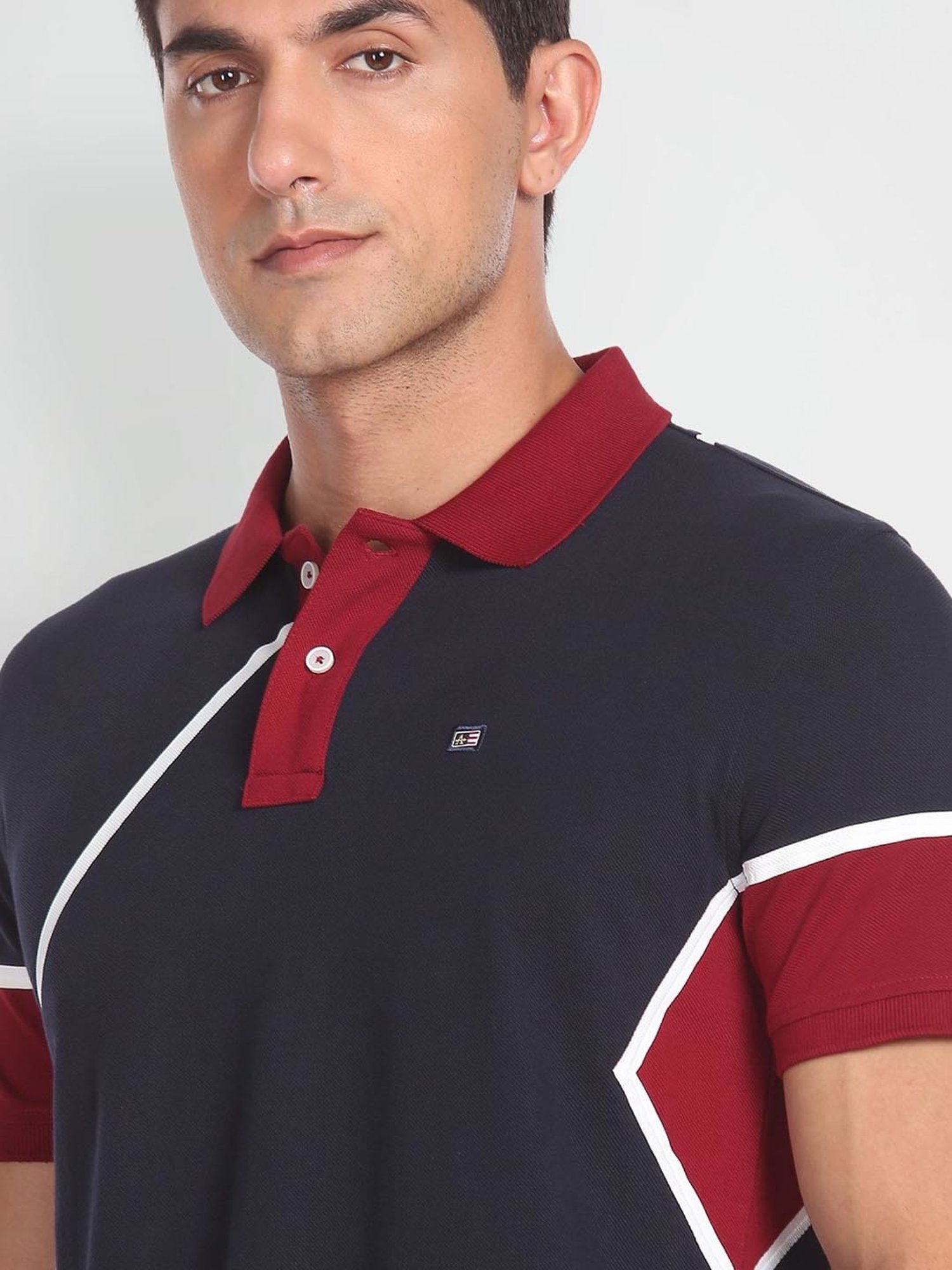 Arrow Sport Blue Cotton Regular Fit Printed Polo T-Shirt