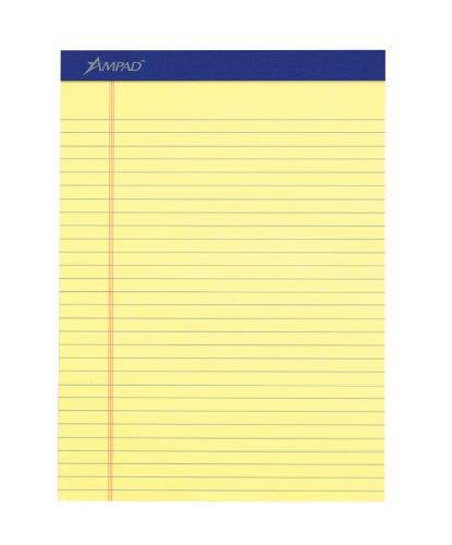 Ampad Perforated Writing Pad 8 1/2 x 11 3/4 Canary 50 Sheets Dozen 20220