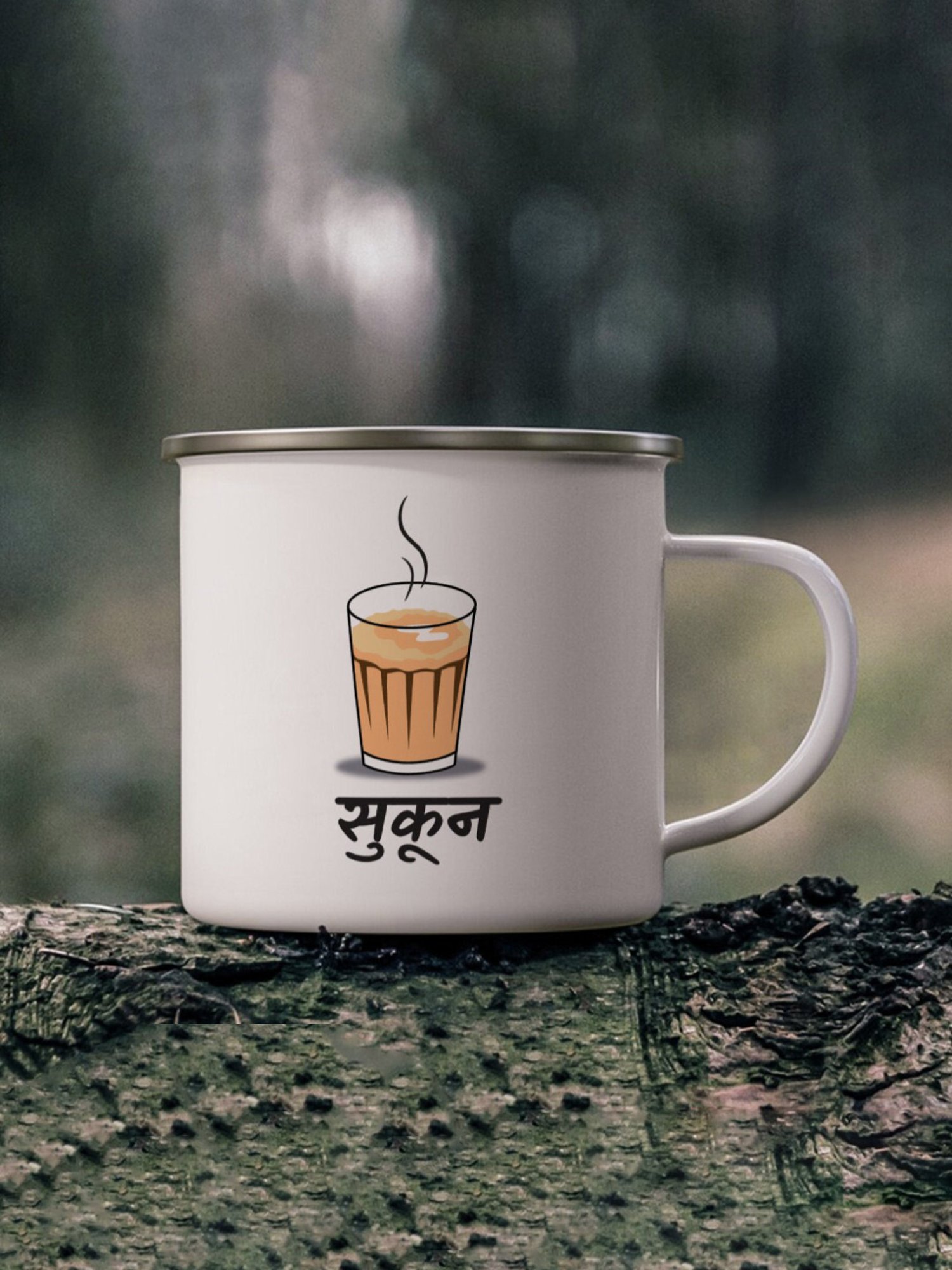 Gathari Enamel White Stainless Steel Coffee Mug