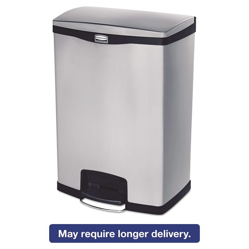 Rubbermaid Commercial Slim Jim Stainless Steel Step-On Container Front Step Style 24 gal Black