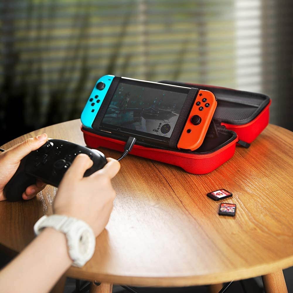 Hard Storage Case Compatible with Nintendo Switch, tomtoc Original Protective Hardshell Travel Handle Case Carrying Bag Cover fit Nintendo Switch Console and Accessories, 24 Game Card Slots