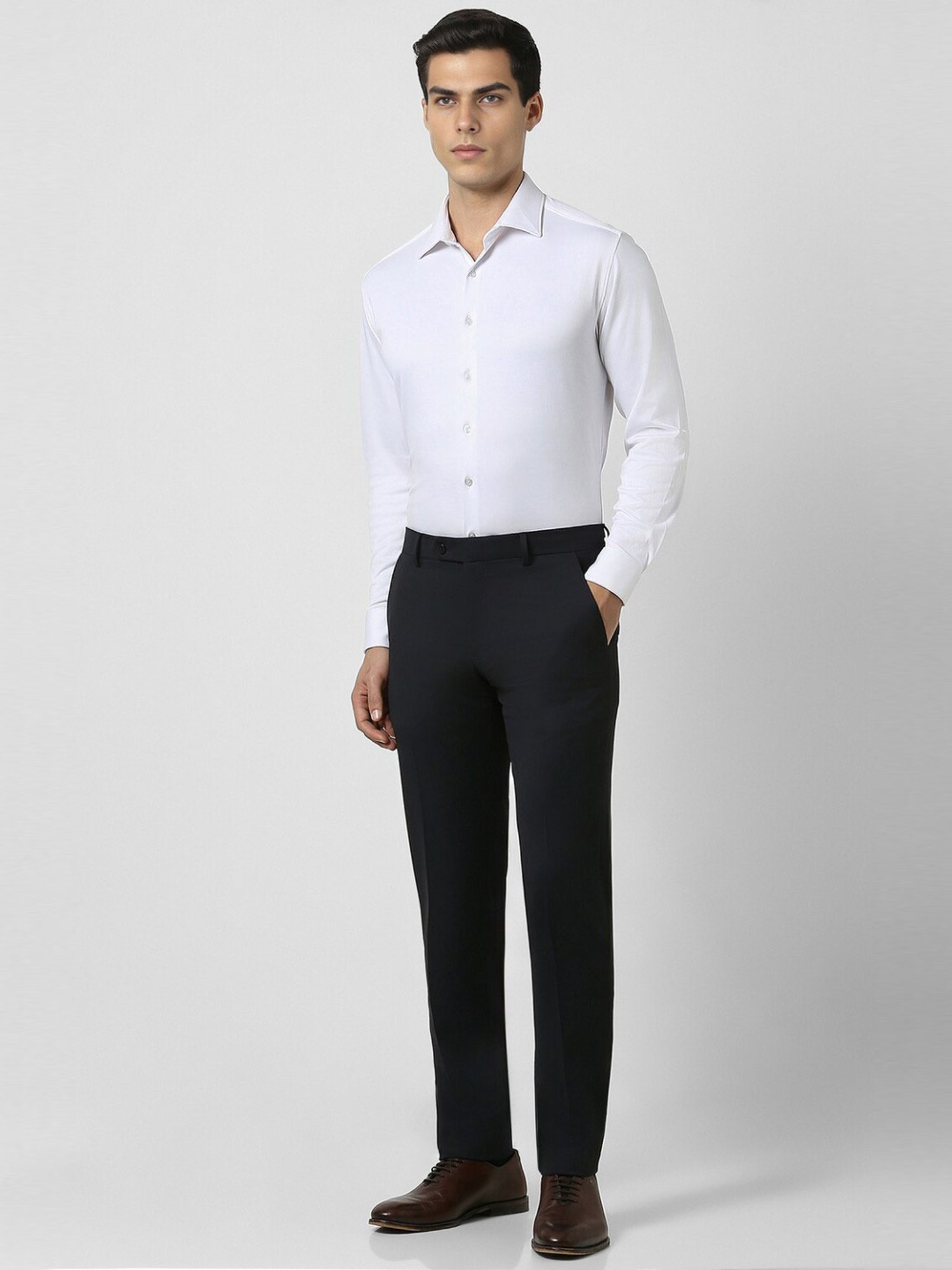 Van Heusen Black Slim Fit Texture Trousers