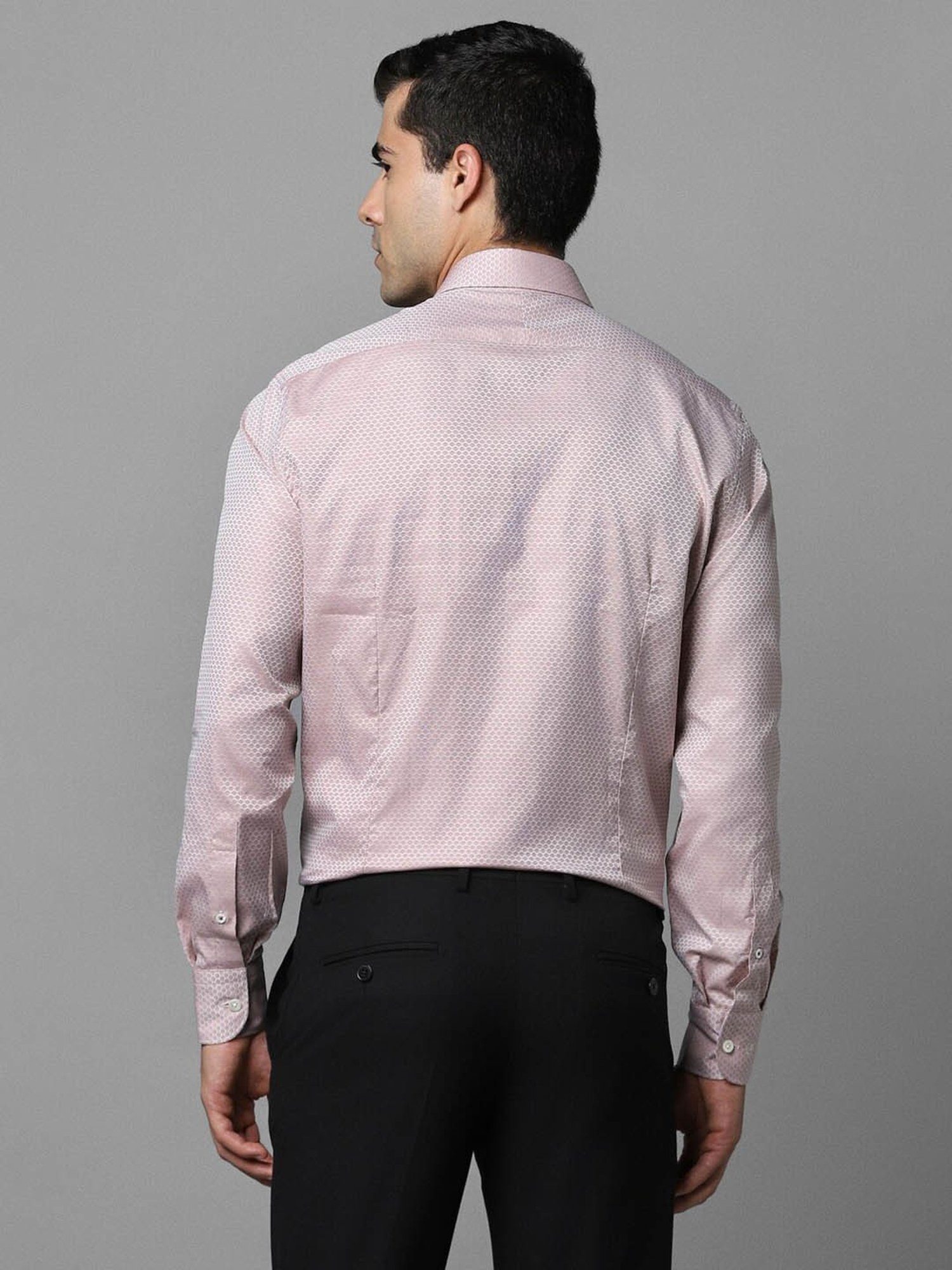 Luxure By Louis Philippe Pink Cotton Slim Fit Printed Shirt