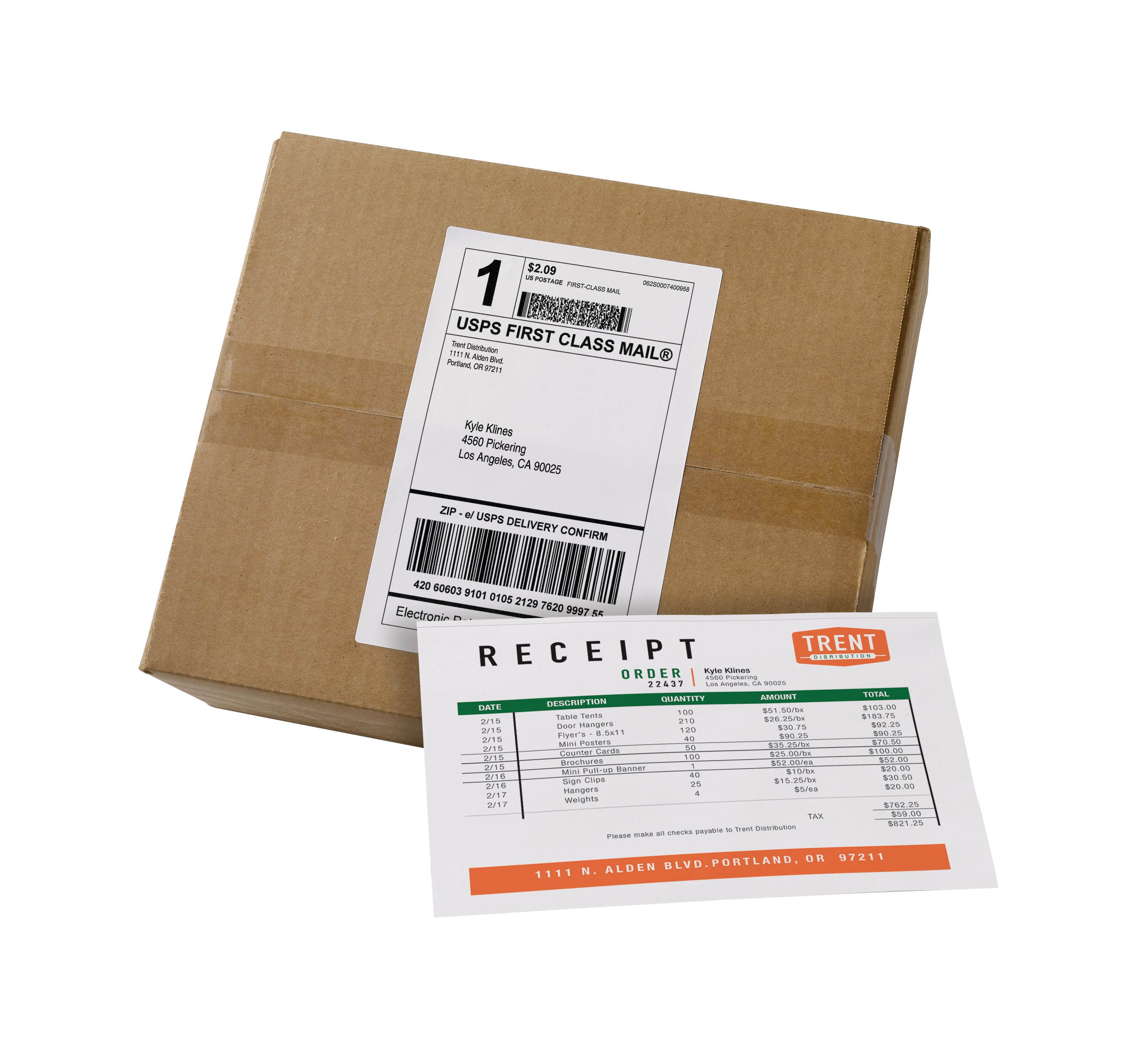 Avery; Bulk Shipping Labels with Paper Receipt - Permanent Adhesive - 5 1/16" Width x 7 5/8" Length - Rectangle - La