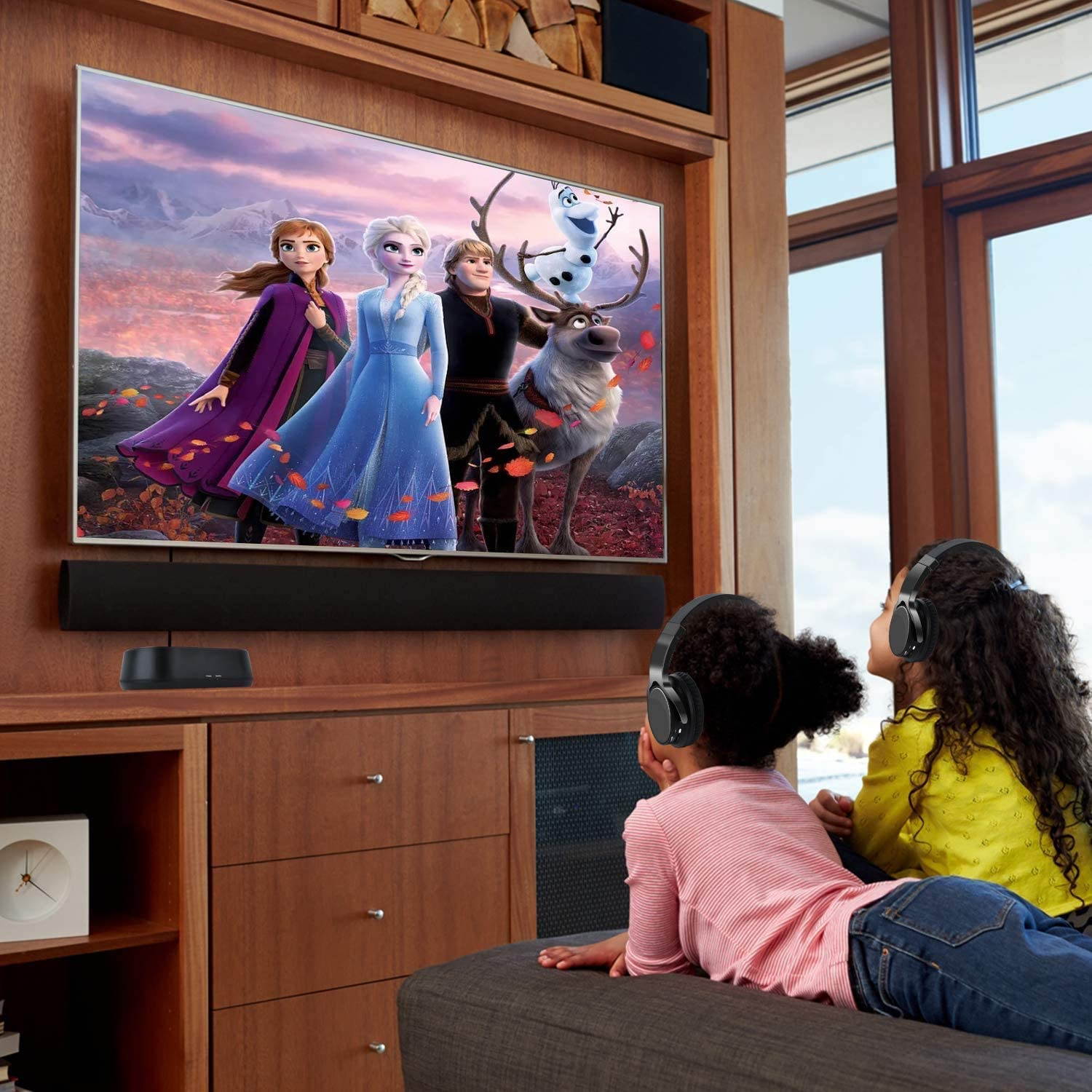 DIGITNOW Wireless TV Headphones with Transmitter Dock, Over-Ear Cordless Headset with RCA / 3.5MM Input, for Watching Home Television Game 100 Feet Play Range