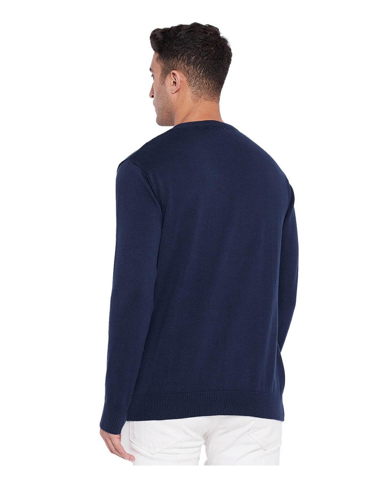 Cantabil Ink Blue Regular Fit Sweater