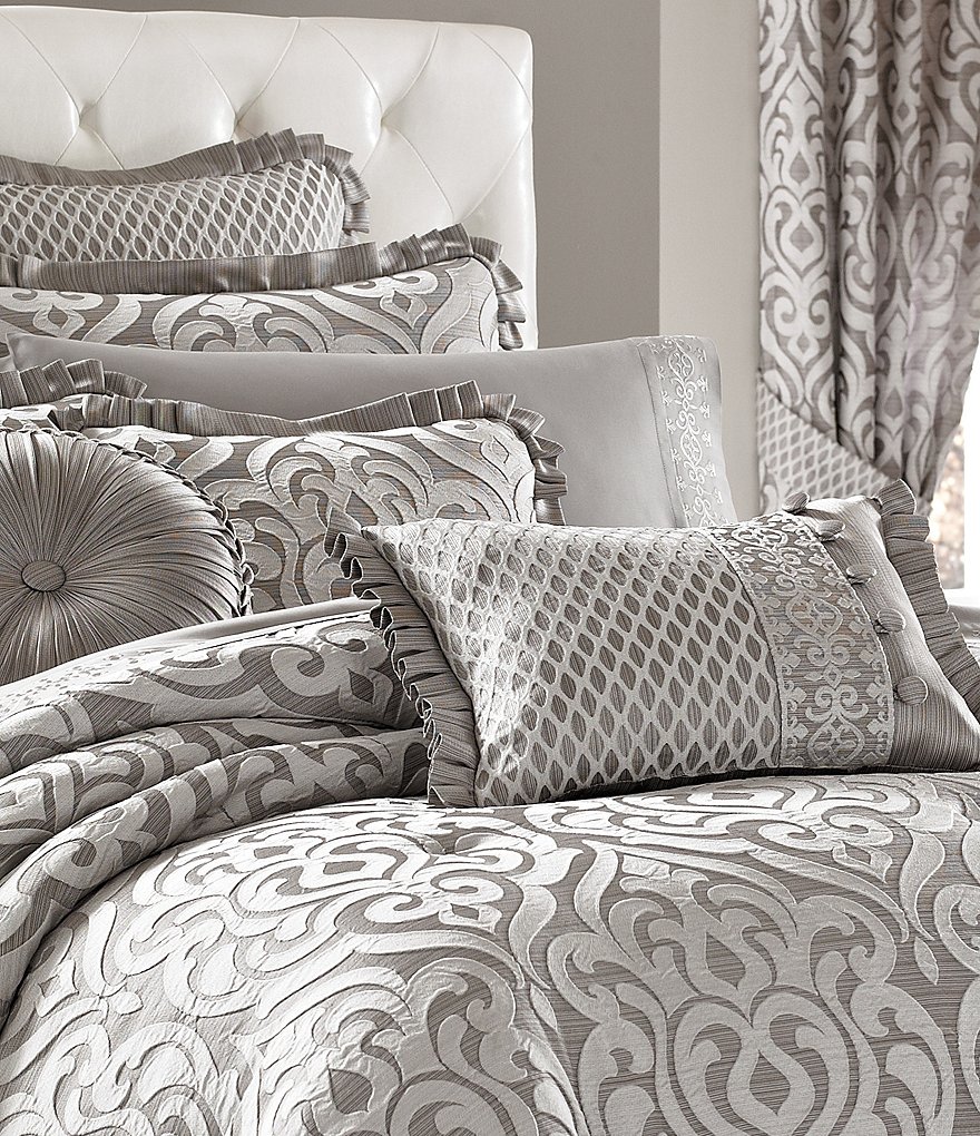 J. Queen New York Luxembourg Silver Boudoir Pillow