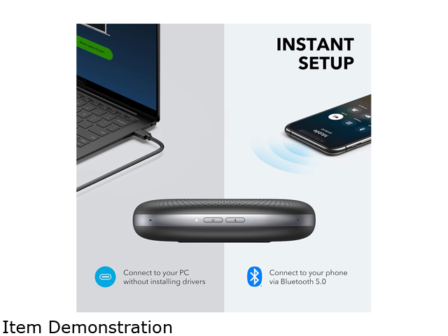 Anker PowerConf Bluetooth Speakerphone with 6 Microphones, Enhanced Voice Pickup, 24 Hour Call Time, Bluetooth 5, USB C, Conference Speaker Compatible with Leading Platforms, PowerIQ Technology