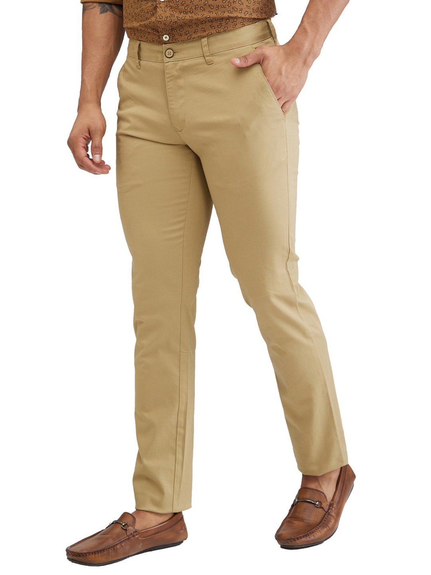 Parx Brown Tapered Fit Trousers