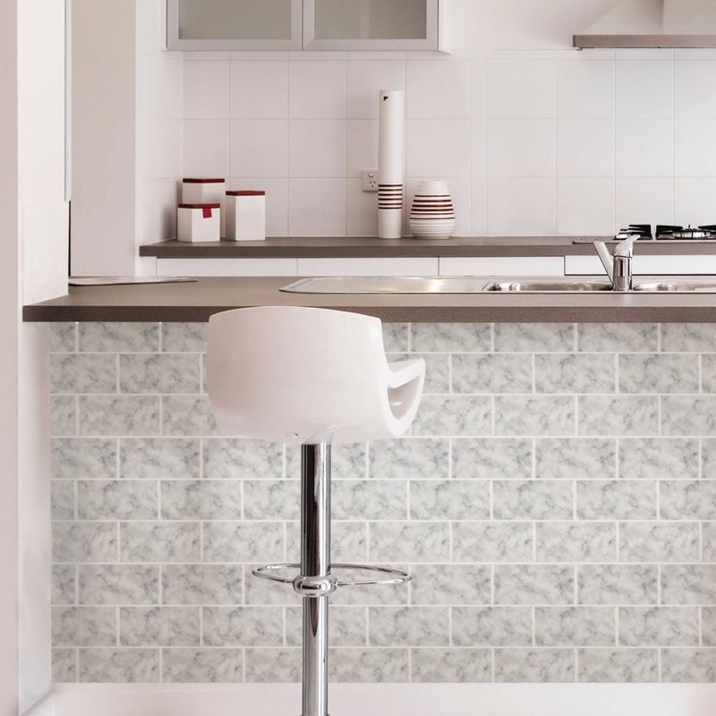 Brewster Subway Carrara Peel & Stick Backsplash Tile Paper White