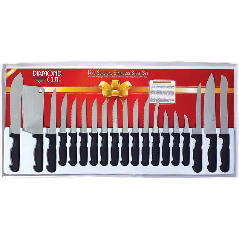 Diamond Cut® 19pc Cutlery Set in White/Red Bow Box