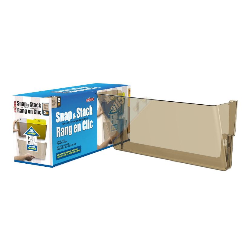 Storex 12pk Snap & Stack Wall File Pockets - Gray