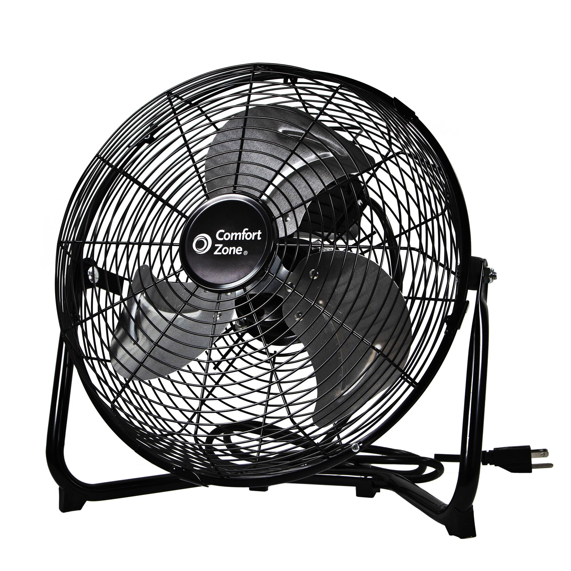 Comfort Zone CZHV12B 12-inch High-Velocity 3-Speed Floor Fan with 180-Degree Tilt