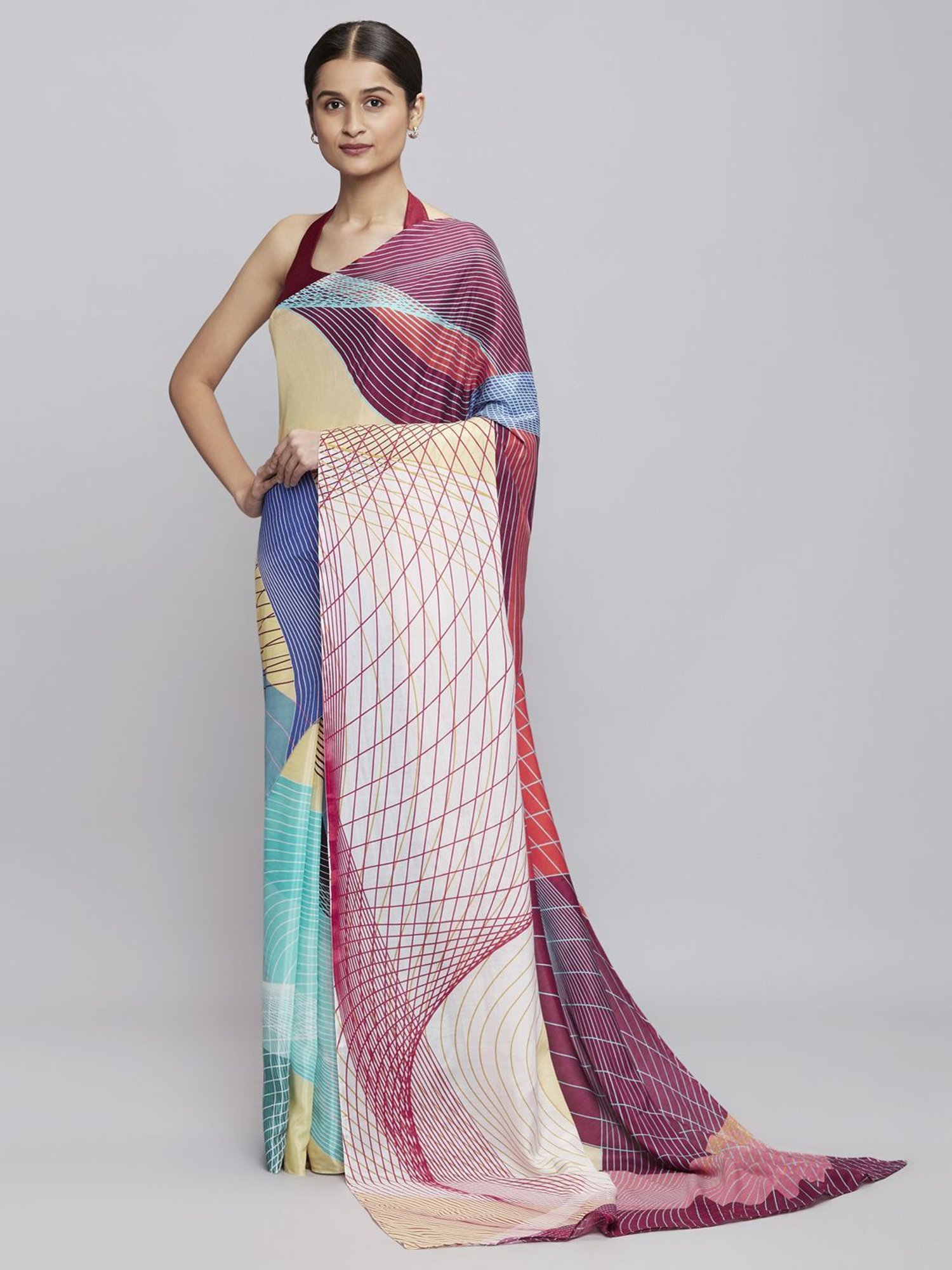 navyasa by liva Multi Printed Saree With Unstitched Blouse