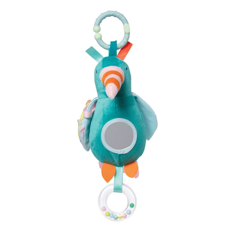 Manhattan Toy Fantasy Bird Clip-on Baby Travel Toy with Baby-Safe Mirror, Ring Rattle and Teether