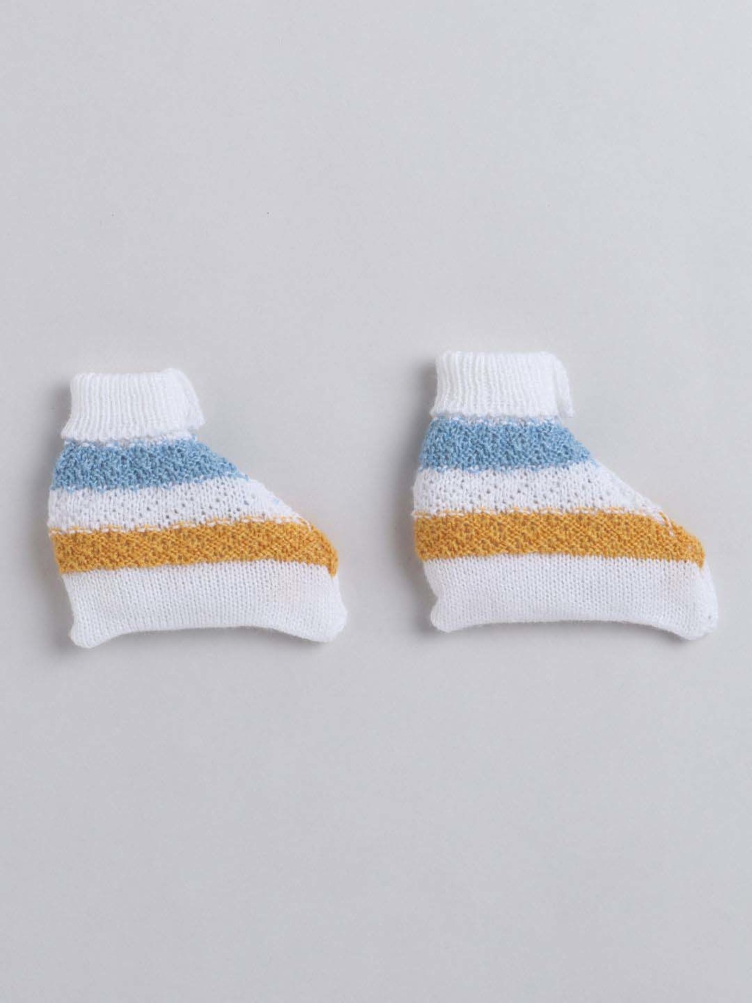 Little Angels Kids White & Blue Striped Full Sleeves Sweater Set