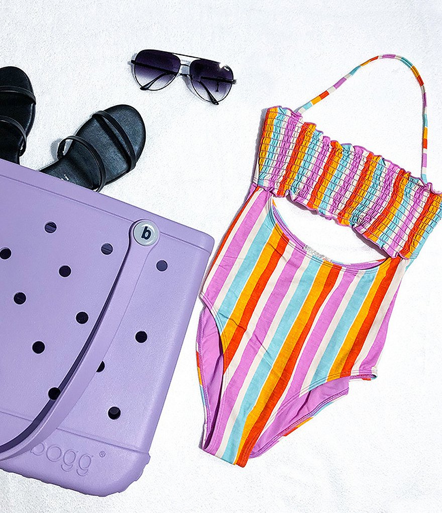 GB Stripe Smocked Bandeau One Piece Swimsuit