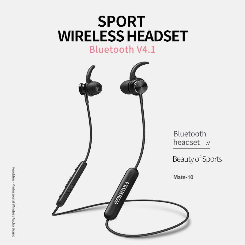 FineBlue Mate 10 magnetic wireless bluetooth headset neckband sport headphone stereo bass earphone for iphone XR HUAWEI P20 UM (Black)