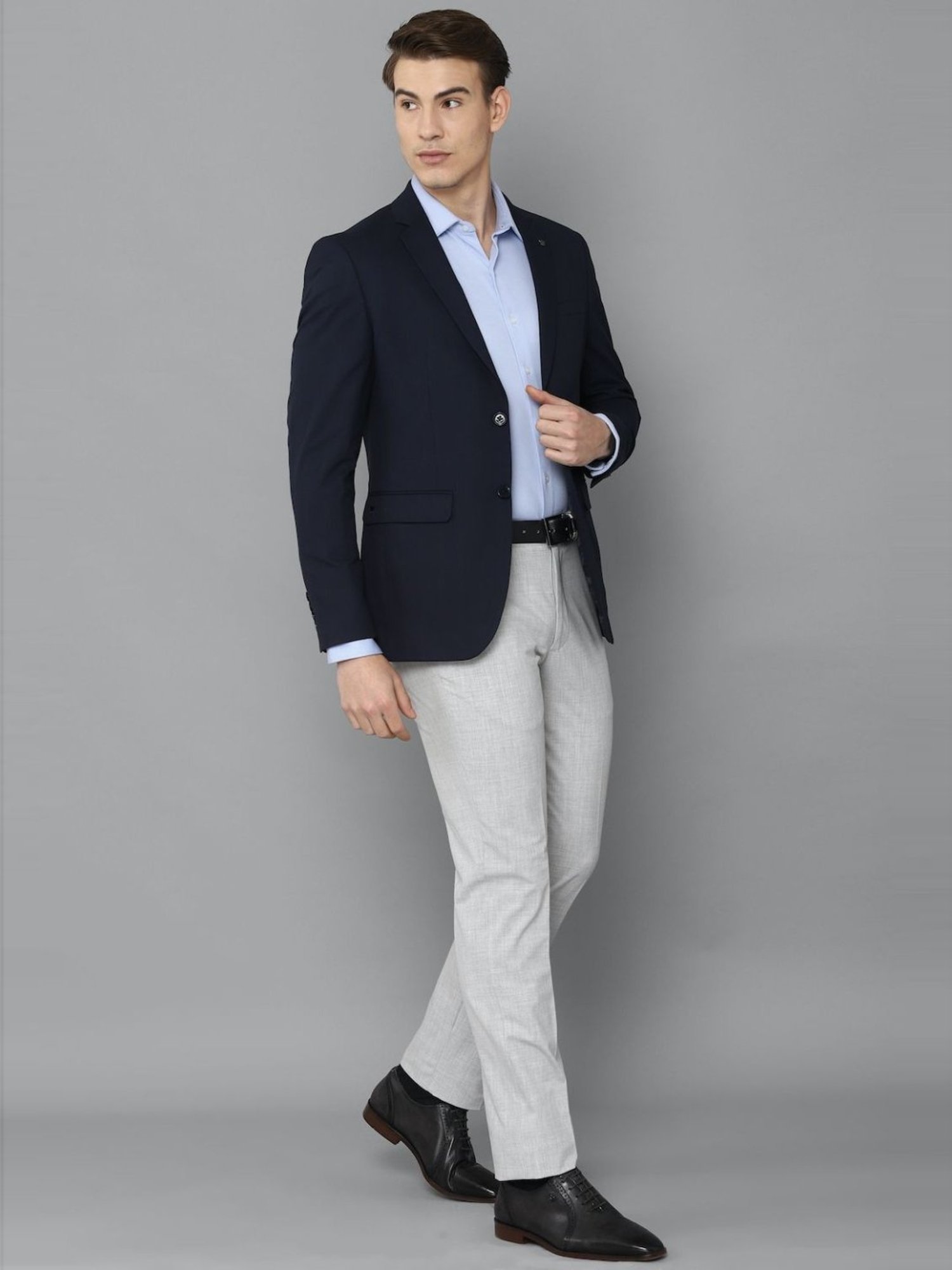 Louis Philippe Navy Slim Fit Checks Blazers