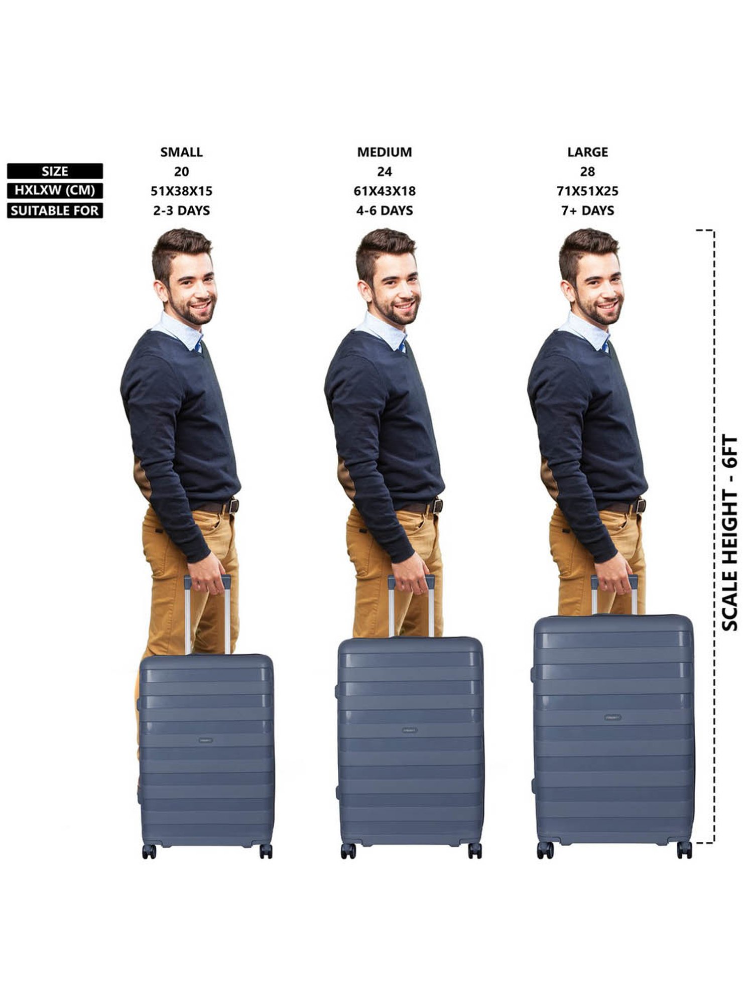 Priority Grey 4 Wheels Medium Hard Cabin Trolley Bag 43.18 cm