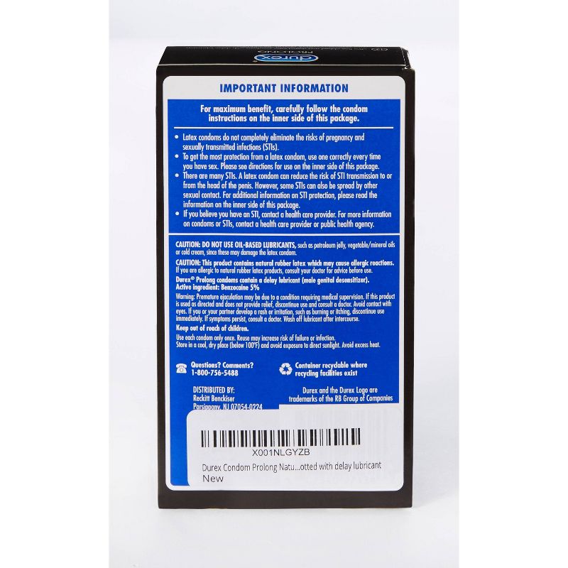Durex Prolong Latex Condoms - 12ct