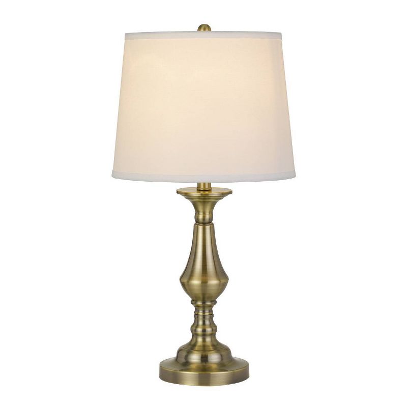 25.5" Metal Alcoy Table Lamp with Taper Drum Hardback Shade Antique Brass - Cal Lighting