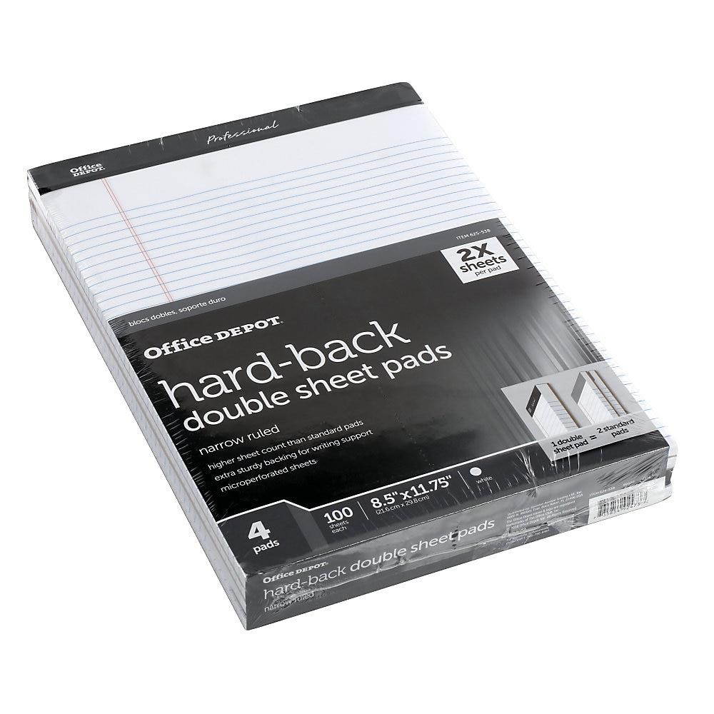 Office Depot&reg; Brand Professional Legal Pad, 8 1/2" x 11 3/4", Narrow Ruled, 200 Pages (100 Sheets), White, Pack Of 4