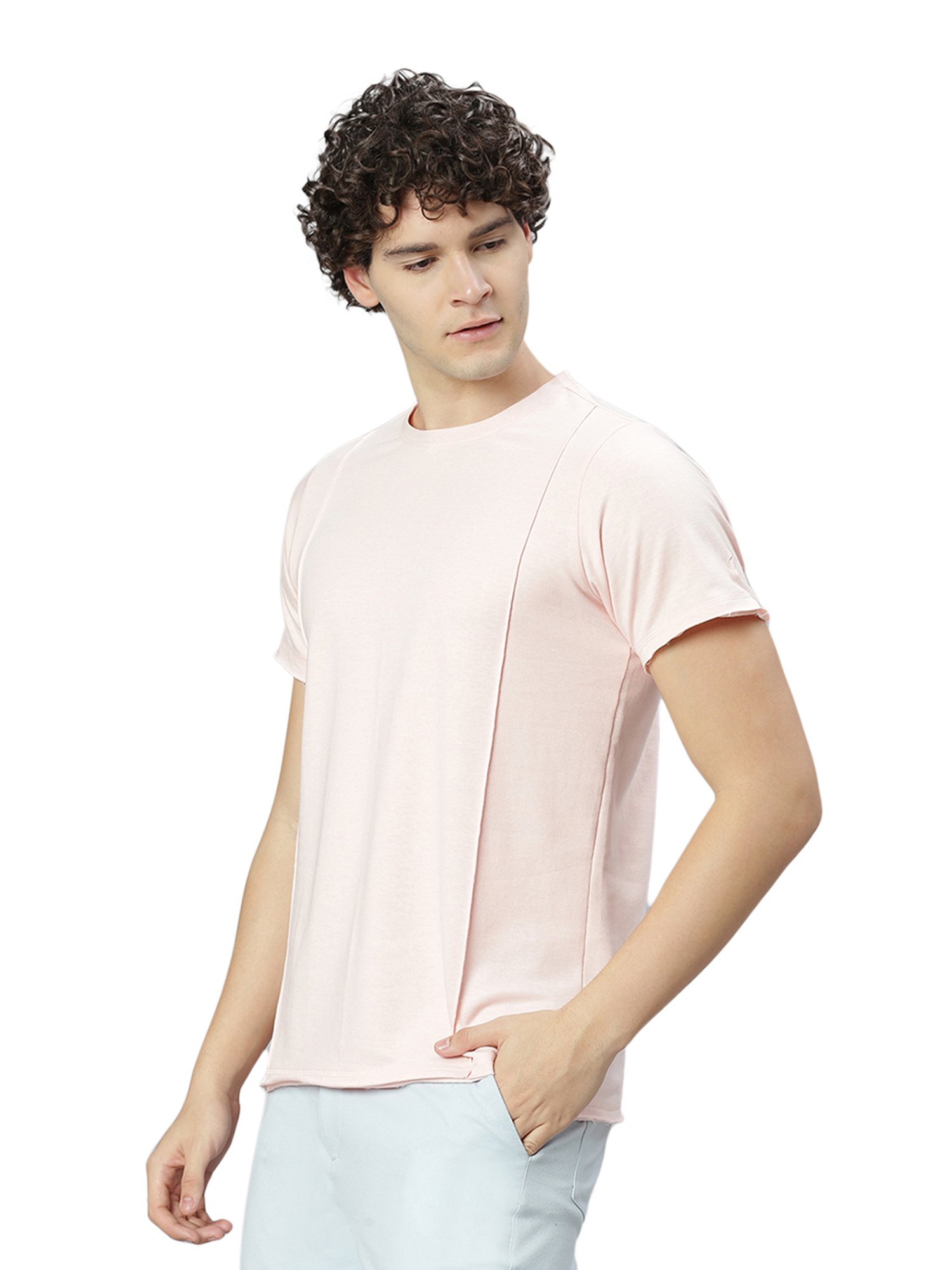 Slowave Light Peach Regular Fit T-Shirt