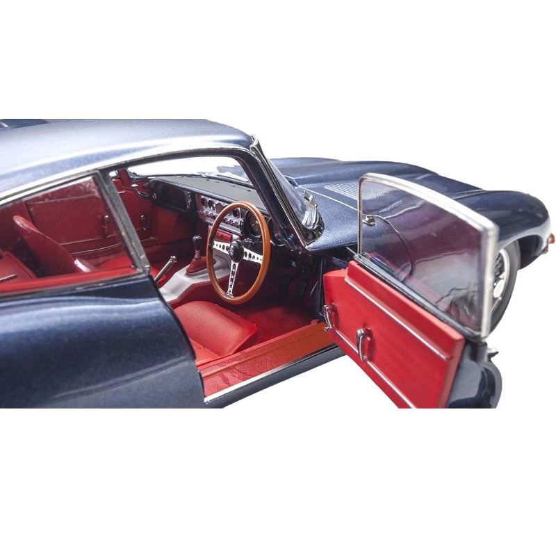 Jaguar E-Type Coupe (RHD) Dark Blue Met. w/Red Interior "E-Type 60th Anniversary" (1961-2021) 1/18 Diecast Model Car by Kyosho