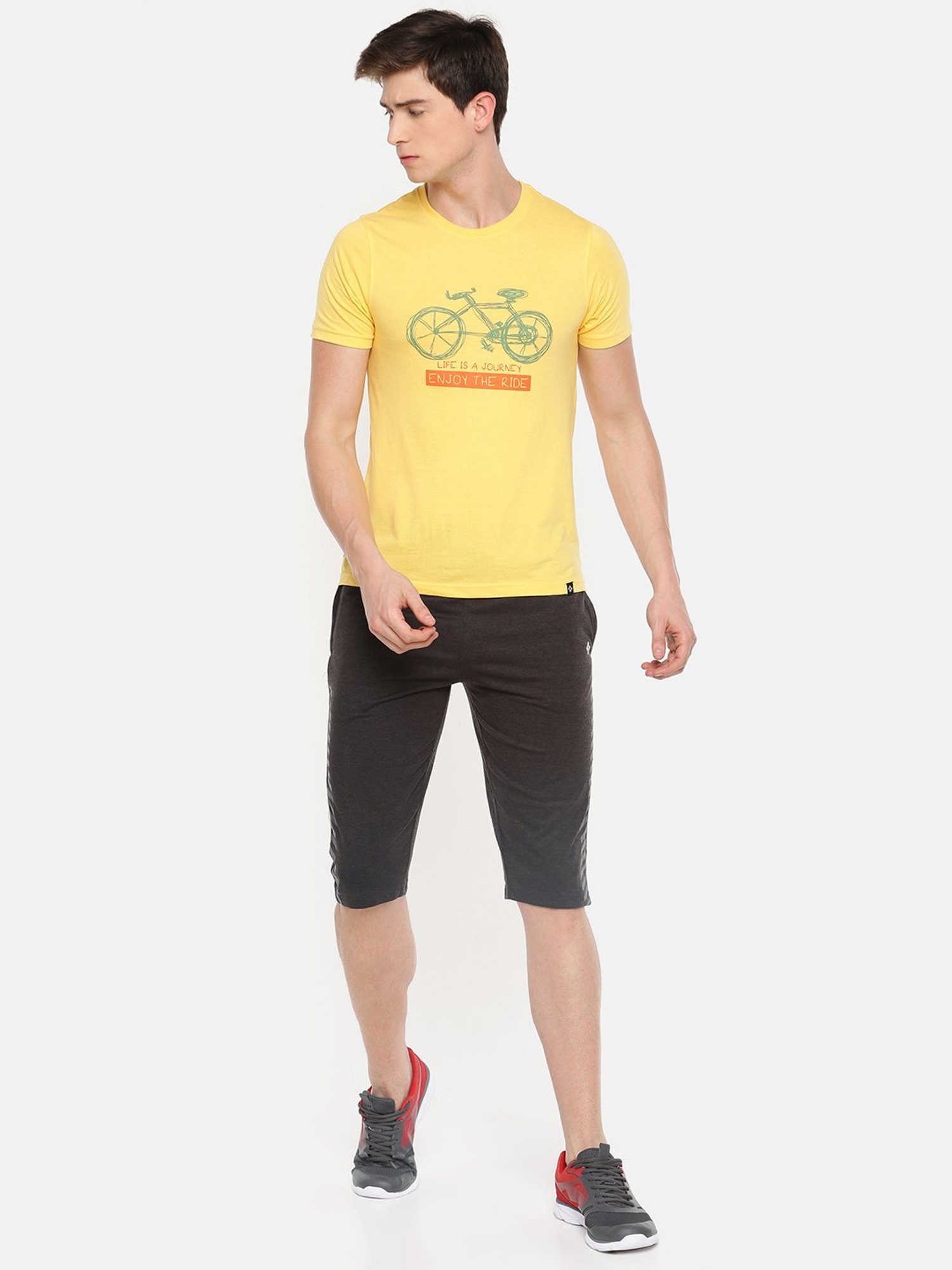 Dollar Grey Cotton Regular Fit Printed Shorts