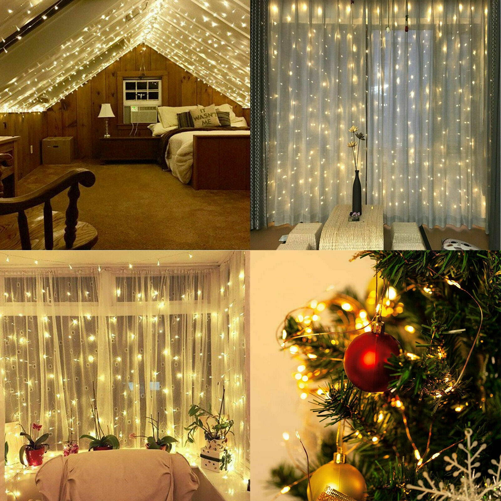 300LED Party Wedding Curtain Fairy Lights USB String Light Home w/Remote Control