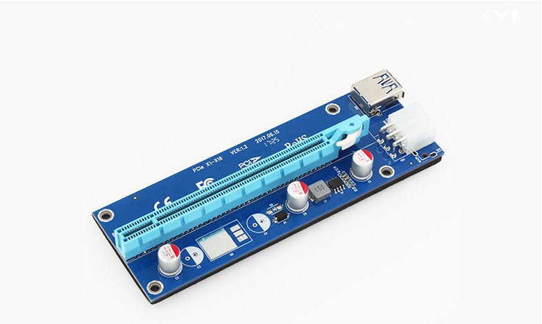 Mining Card, Riser Card, PCIe (PCI Express) 16x to 1x Riser Adapter, USB 3.0 Extension Cable 60cm, 6 pin PCI-E to SATA Power Cable, GPU Riser Adapter, Ethereum Mining Riser Card