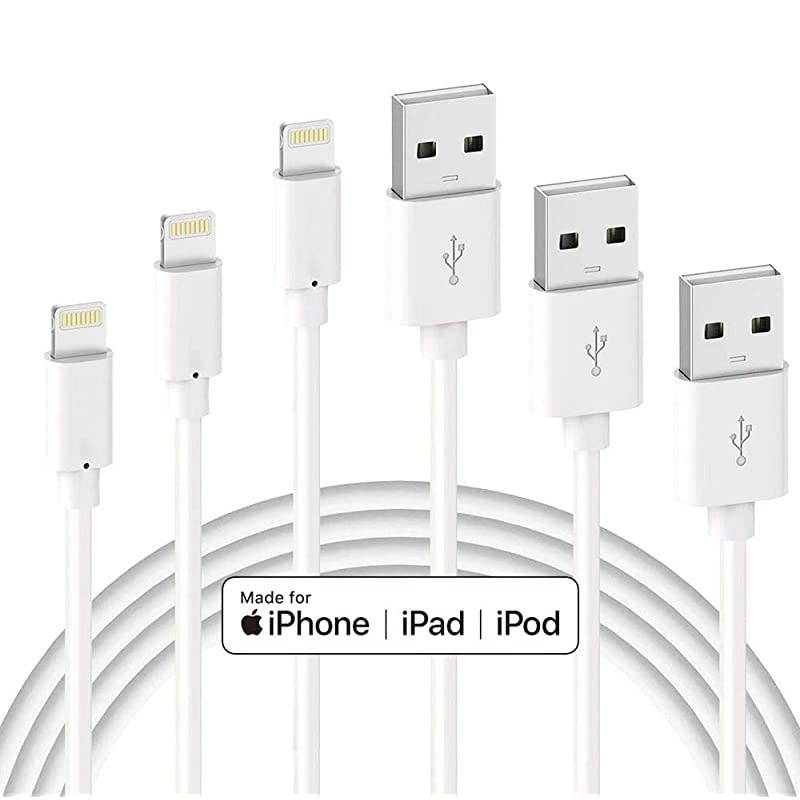 Cable MFi Certified iPhone Charger Cable 3Pack 3FT 6FT 9FT to USB Cable Compatible with iPhone 11 Pro Max Xs XR X 8 Plus 7Plus 6 Plus SE iPad iPod and More White