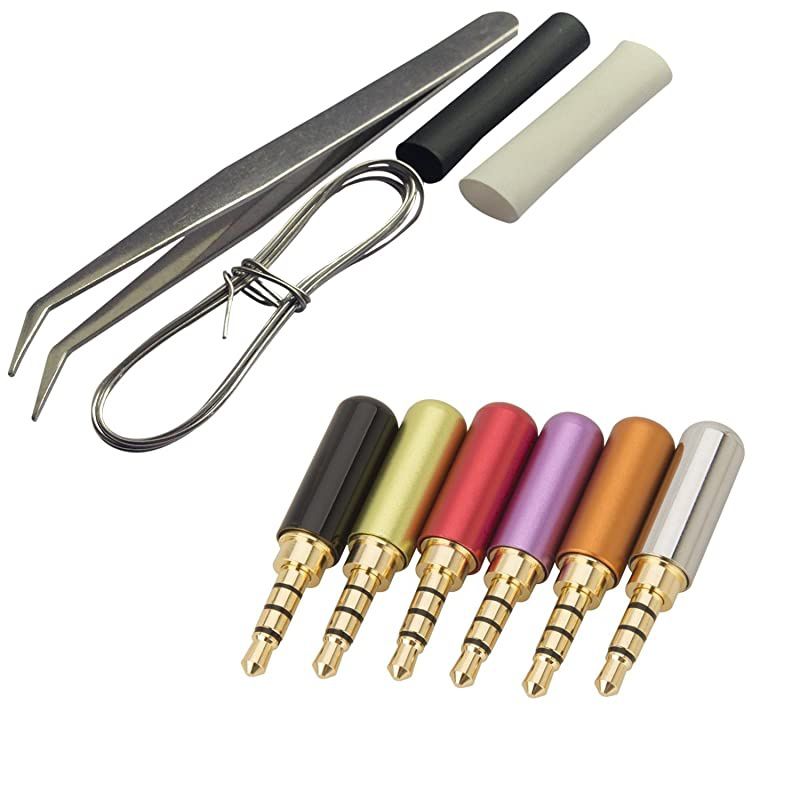 6Pcs 4 Pole 3.5mm Male Repair Headphone Stereo Jack Plug Metal Audio Soldering & Spring Connector Adaptor Tool