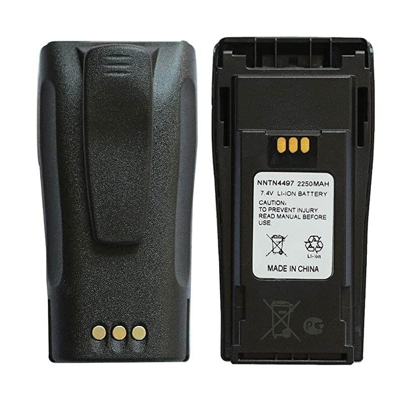 7.4V 2250mAh Li-ion Battery High-Capacity Compatible for Motorola Radio NNTN4496 NNTN4497 CP040 CP150 CP200 CP200D CP200XLS EP450 DEP450 PR400 GP3188 GP3688 Walkie Talkies with Belt Clip