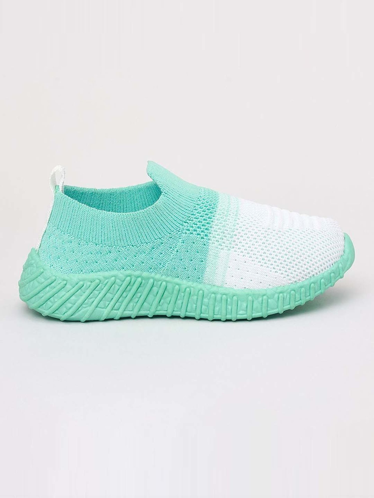 Priaansha Kids White & Sea Green Casual Slip-Ons