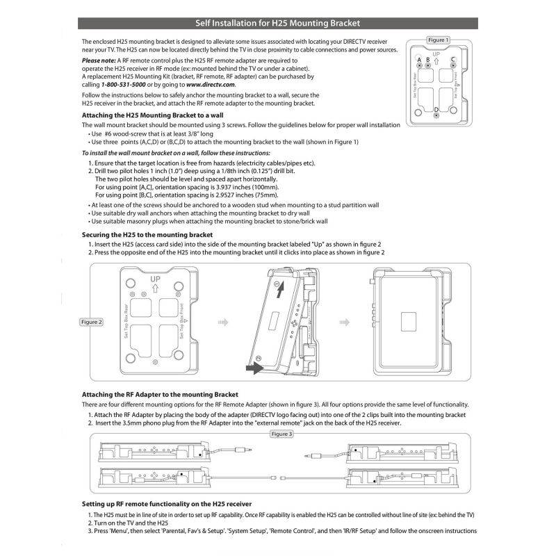 DIRECTV H25MOUNT Wall Mounting Bracket for the H25 Residential (H25MNT)
