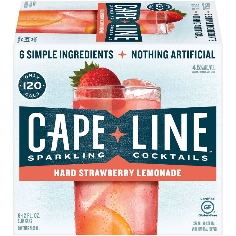 Cape Line Hard Strawberry Lemonade Sparkling Cocktails - 6pk/12 fl oz Slim Cans