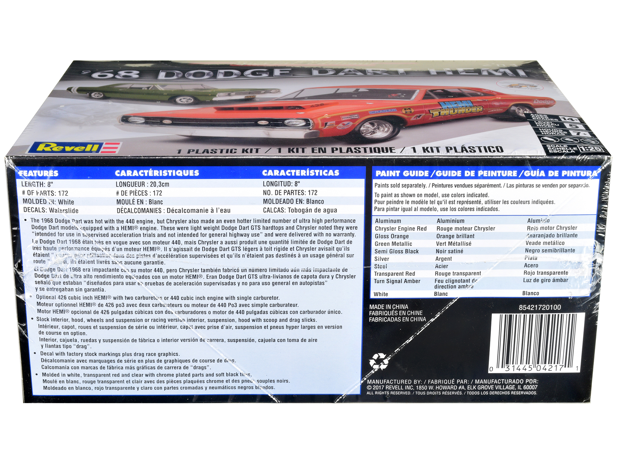 Level 4 Model Kit 1970 Dodge Challenger T/A "Streetburner" 2-in-1 Kit 1/24 Scale Model by Revell