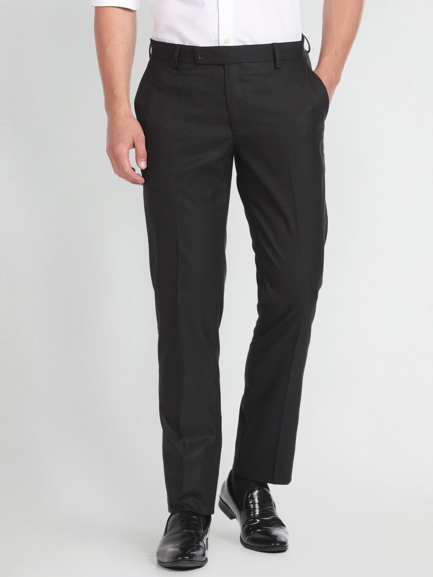 Arrow Newyork Black Regular Fit Trousers