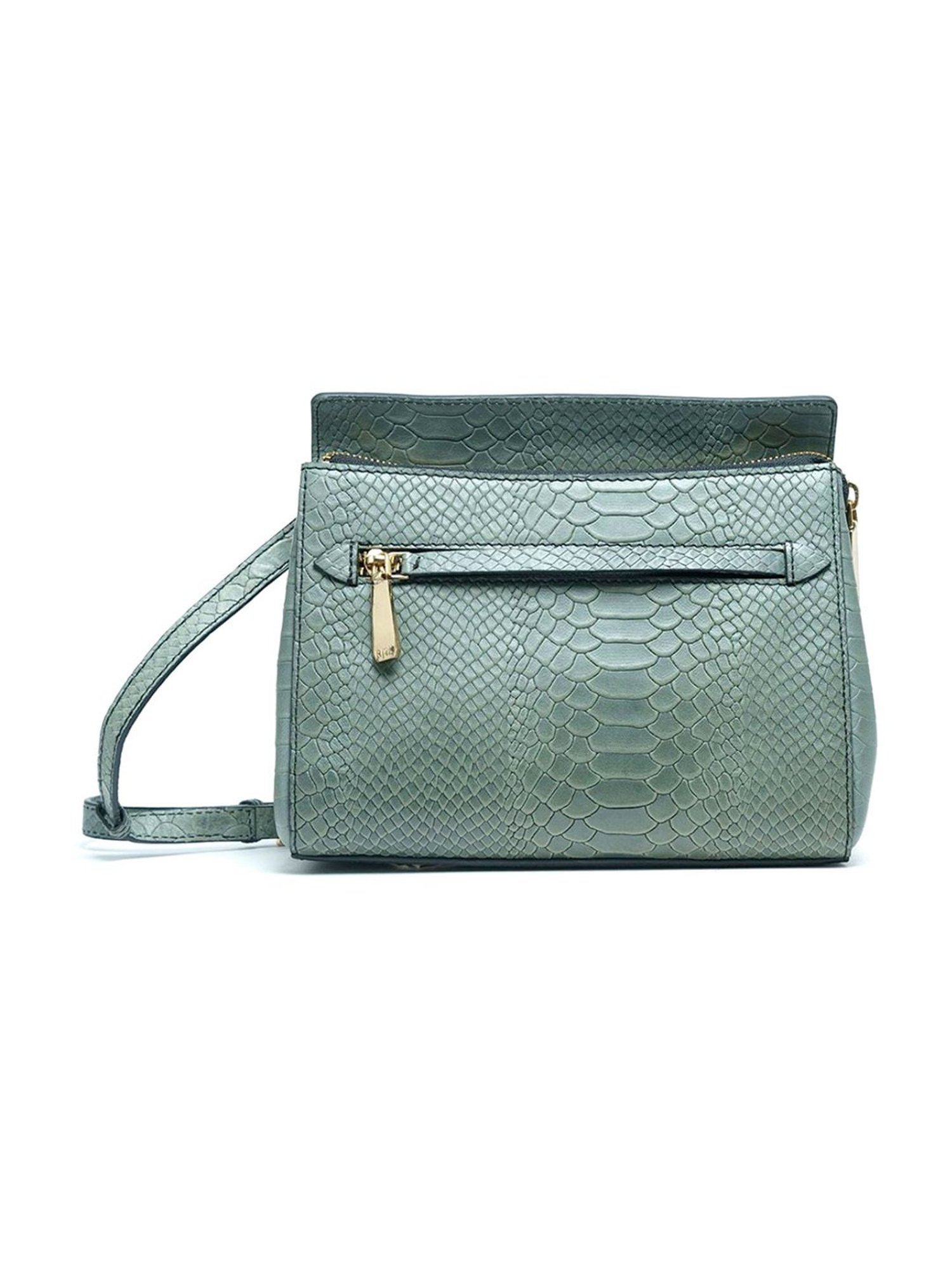 RI2K London Grey Leather Medium Animal Effect Cross Body Bag
