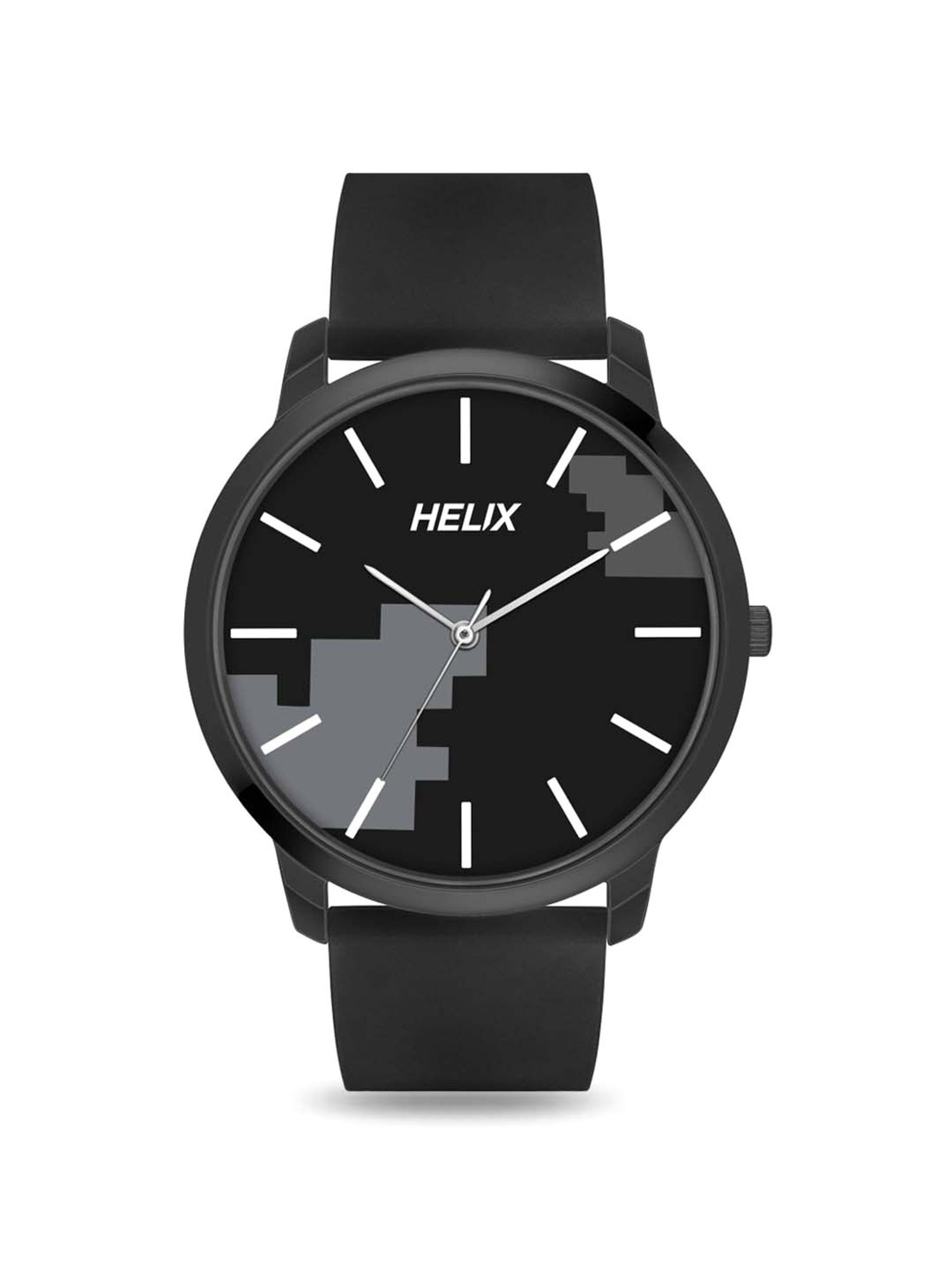 Helix By Timex Black Round Dial Analog Silicone Men Watch - TW039HG20