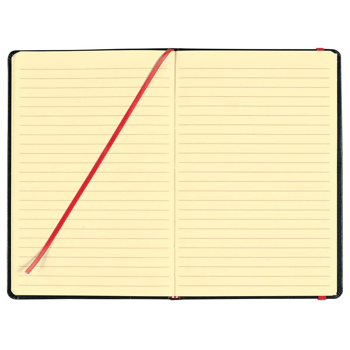 Black Journal/Writing Notebook/Blank Diary/Lined Pages Book- Colored Rubber Closure And Bookmark,Hardbound, Inside Back Pocket (Orange)