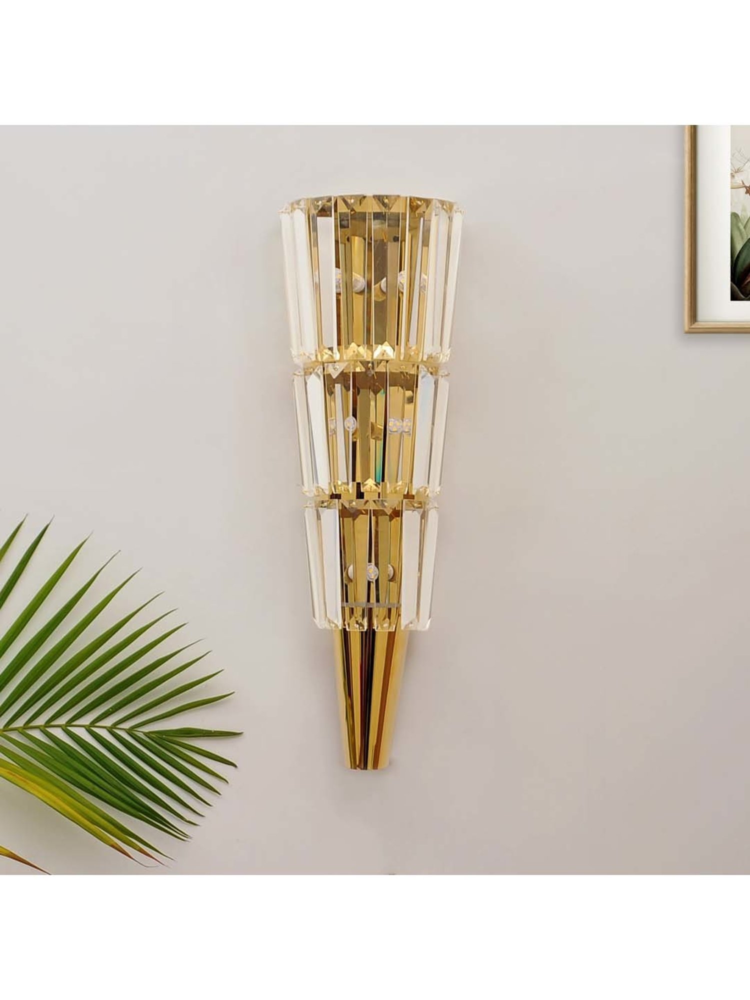 Kapoor E Illuminations Elements Golden & Transparent Metal LED Wall Light - Set of 1