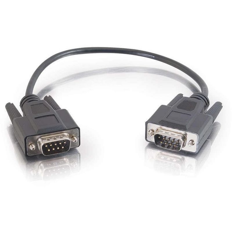 C2G 6ft DB9 M/M Cable - Black - 6 ft Data Transfer Cable - First End: 1 x 9-pin DB-9 Male Serial - Second End: 1 x 9-pin DB-9 Male Serial - Shielding